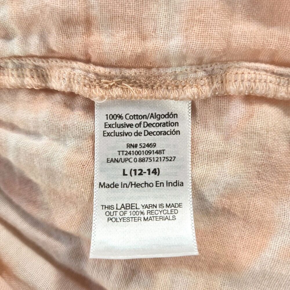 Time and Tru Peach Tie Dye Maxi Dress Women’s L Sleeveless Cotton Ruffle Pockets - Picture 11 of 11